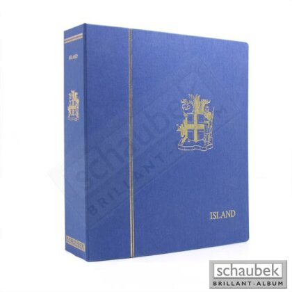 Album Island 1873-1980 Brillant im geprägten Leinen-Schraubbinder blau, Band I, ohne Schutzkassette