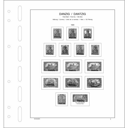 Schaubek set of leaves Danzig 1920-1939 standard. Revised 2014
